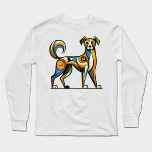 Pop art dog illustration. cubism illustration of a dog Long Sleeve T-Shirt